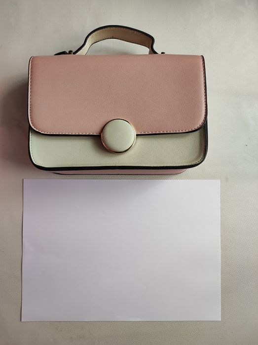 Рожево-біла жіноча сумка