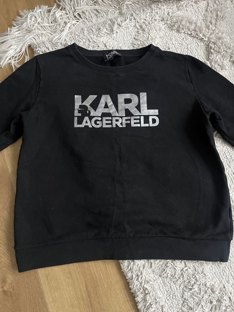 Czarna bluza srebrny napis Karl Lagerfeld rozm XL