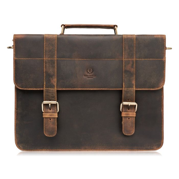 torba męska na ramię skórzana aktówka vintage brązowa paolo peruzzi