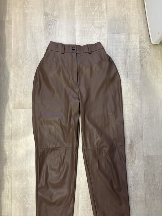 Шкіряні штани якісні колір какао