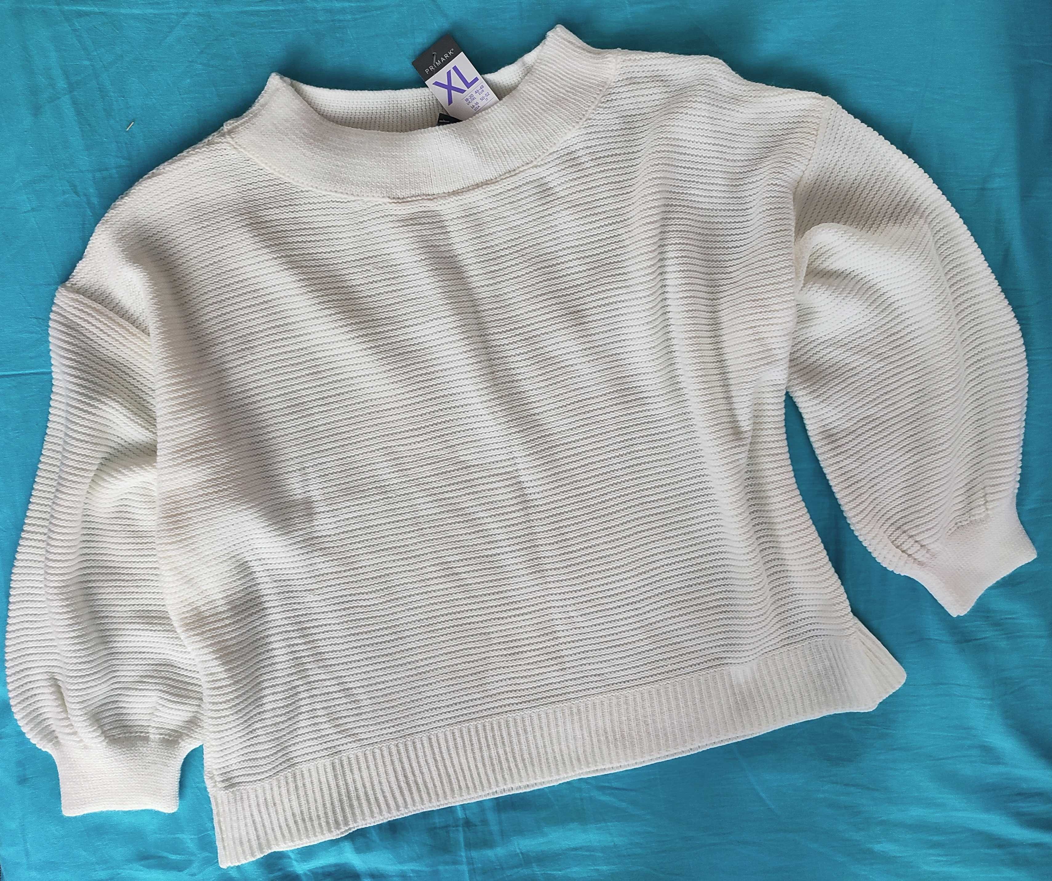 Primark, Nowy Biały sweterek XL w kolorze mleka