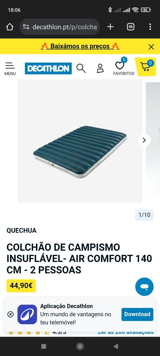 Colchão de campismo insuflável