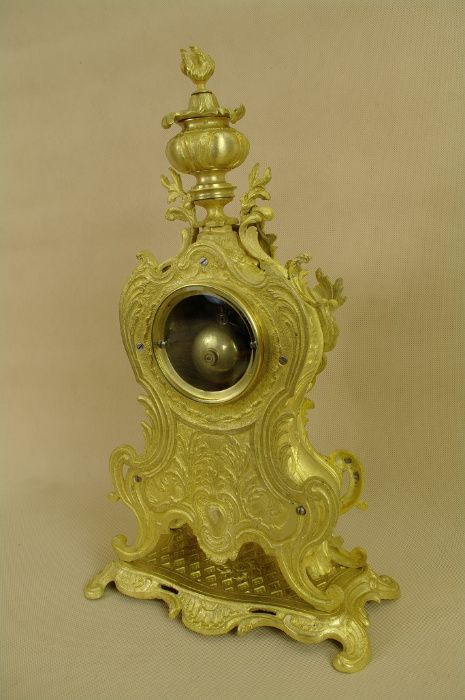 Piękny stojący kominkowy zegar francja ROKOKO po renowacji brąz 51 cm