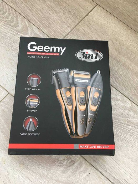 Бездротова машинка для стрижки 3 в 1 ( бритва, тример) Geemy gm-595