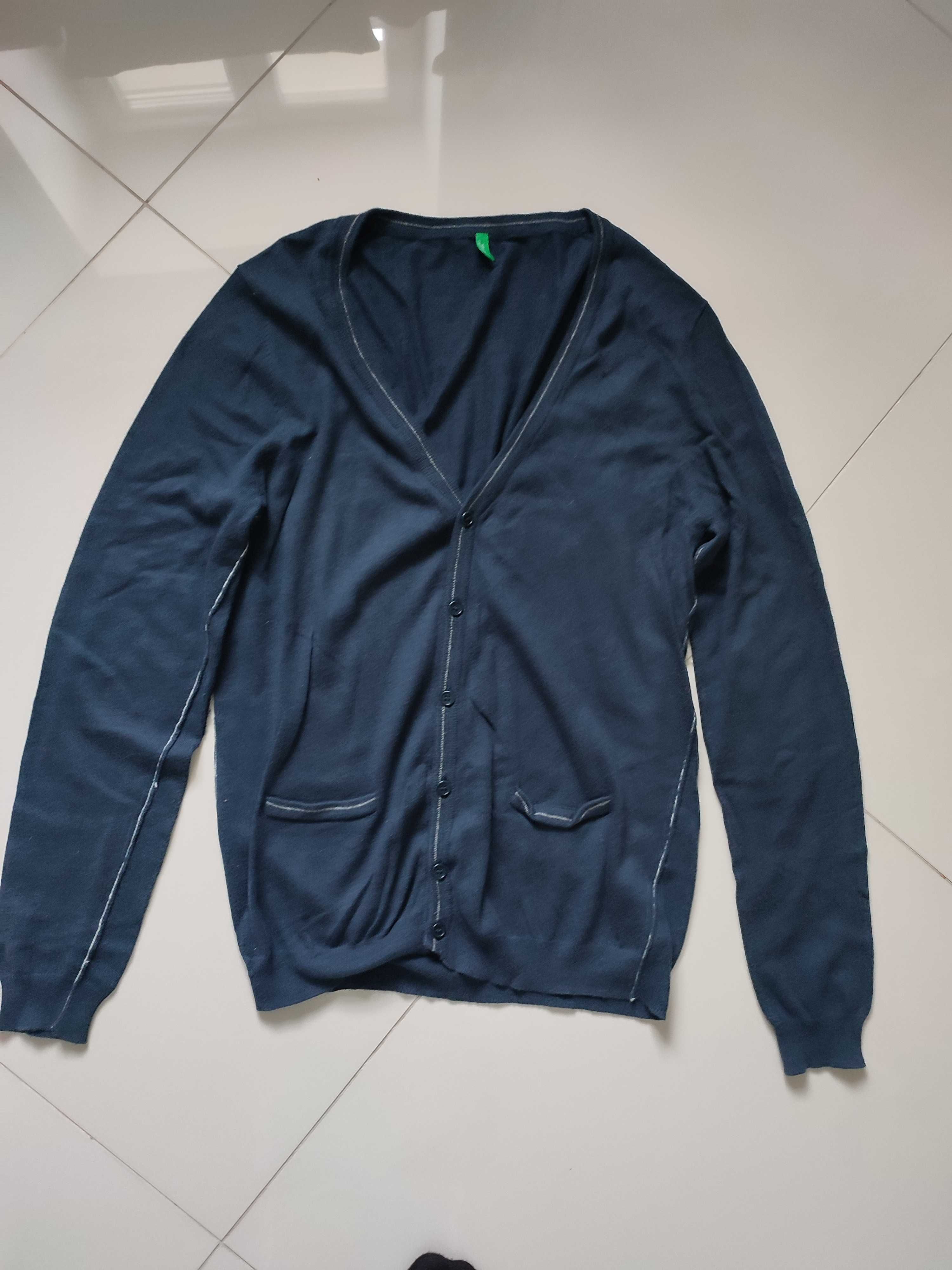 Kardigan męski  granatowy United colors of Benetton roz M  stan bdb
