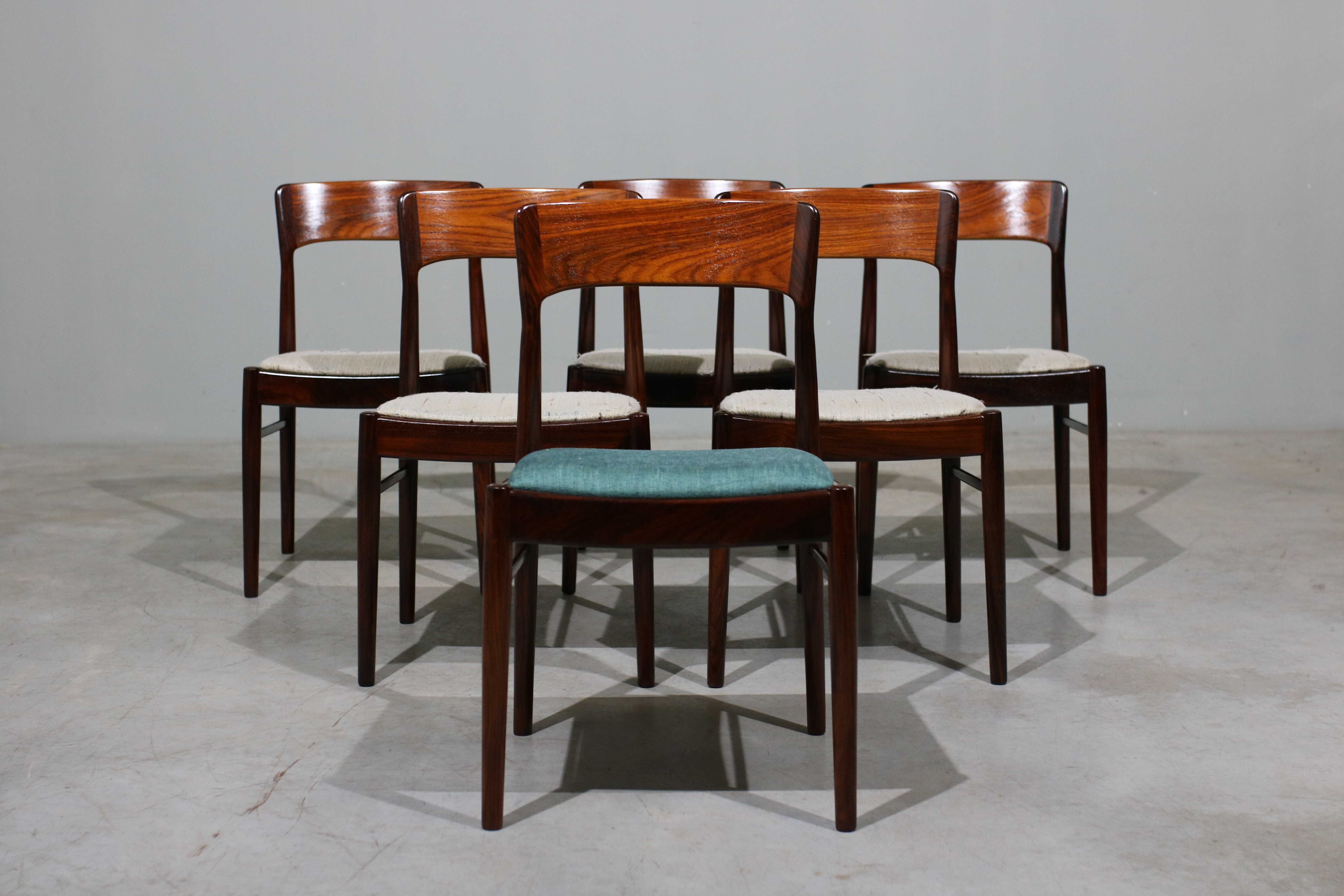Conjunto de 6 cadeiras Henning Kjaernulf em pau santo | Design Nórdico