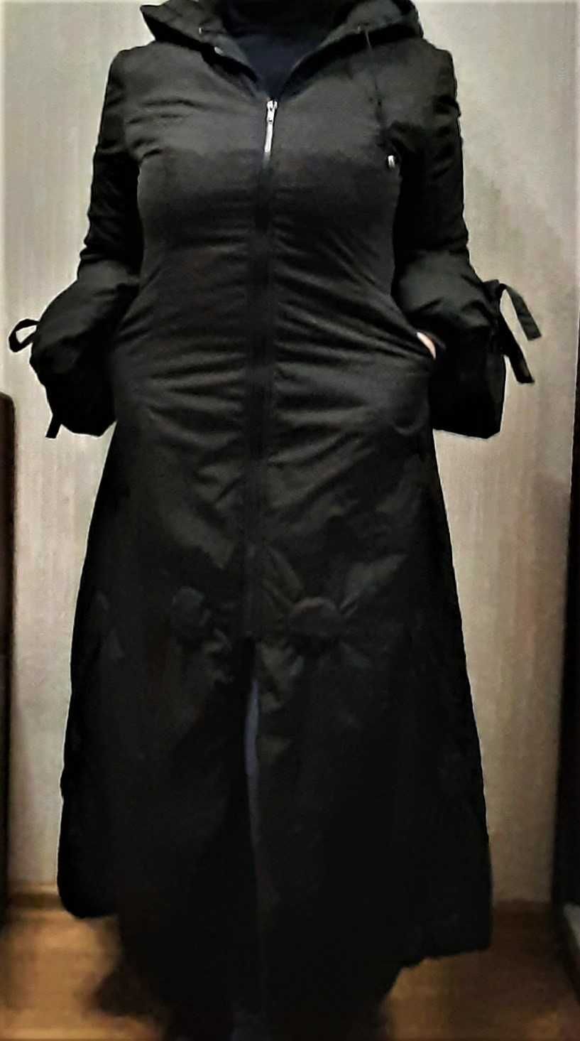 Женское пальто плащ длинное плащевка черный цвет 48 р Италия