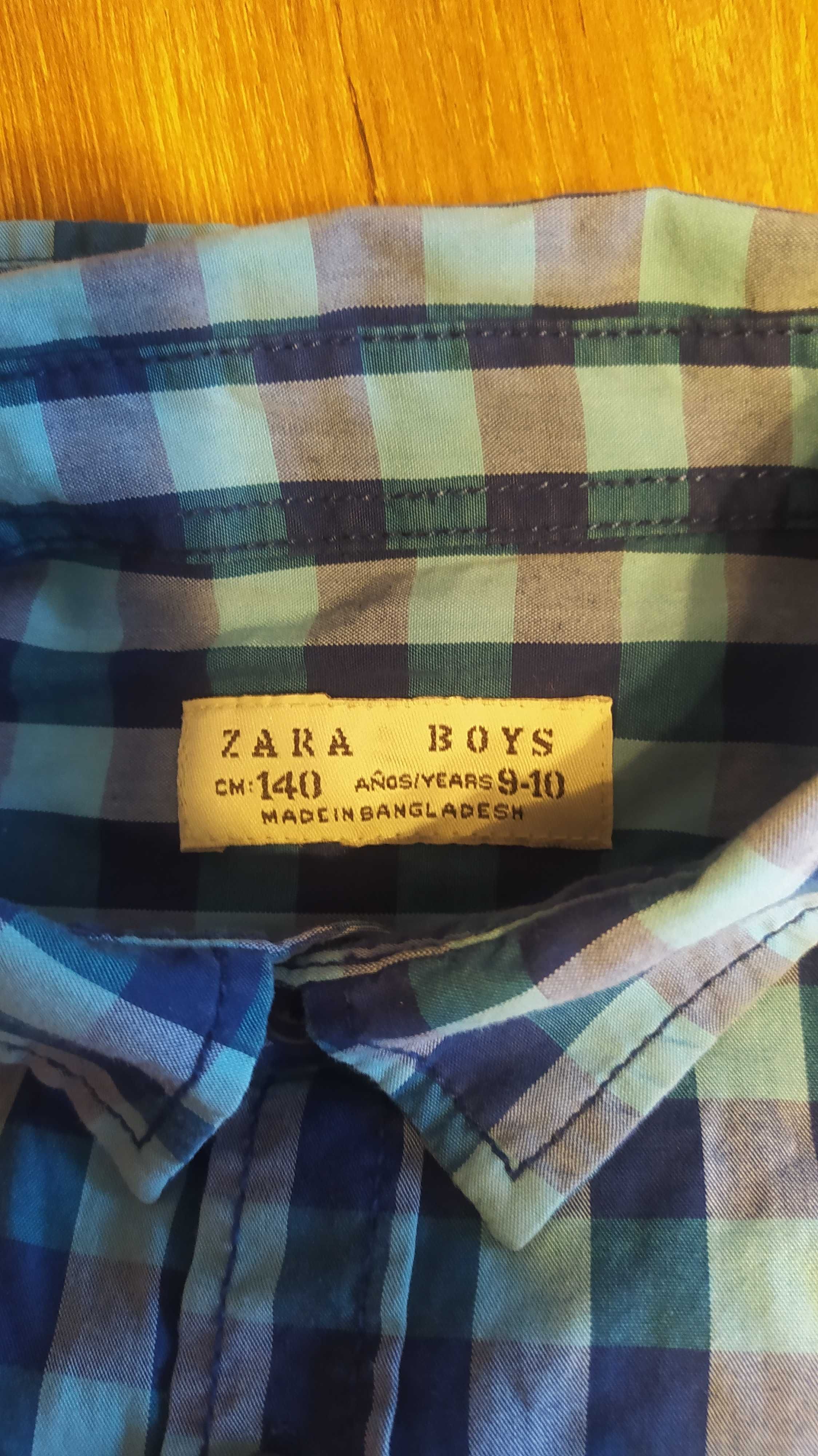 Koszula Zara w niebieską kratkę dla chłopca 9-10 lat krotki rękaw