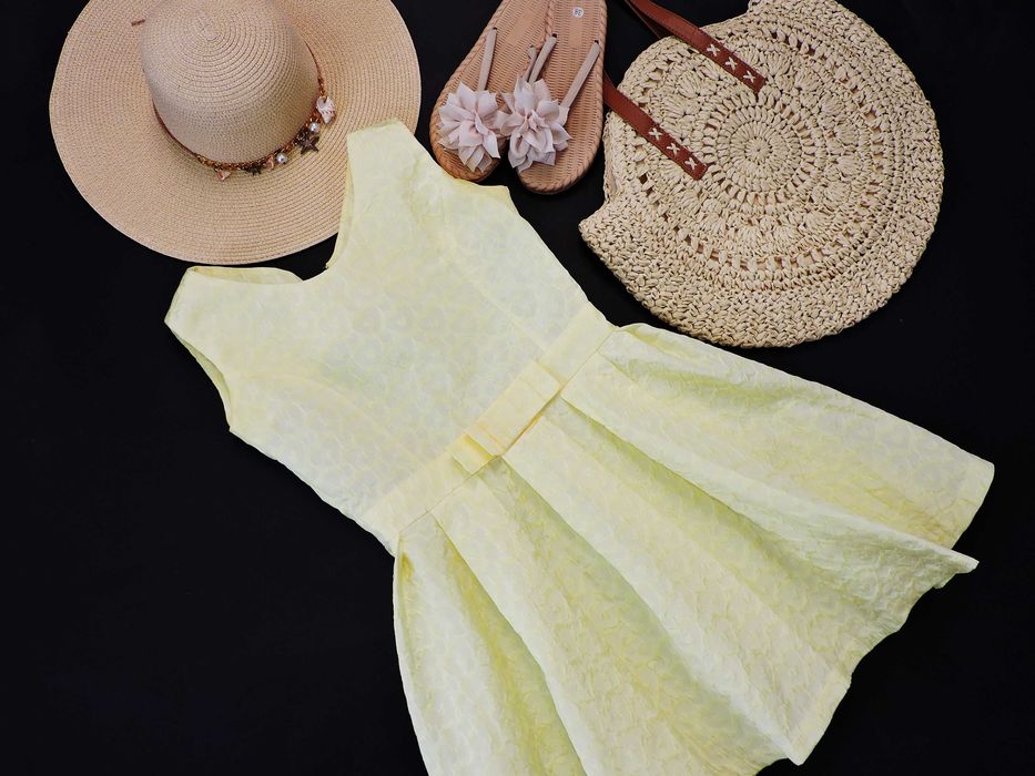 Forti Cytrynowa sukienka wizytowa serca M