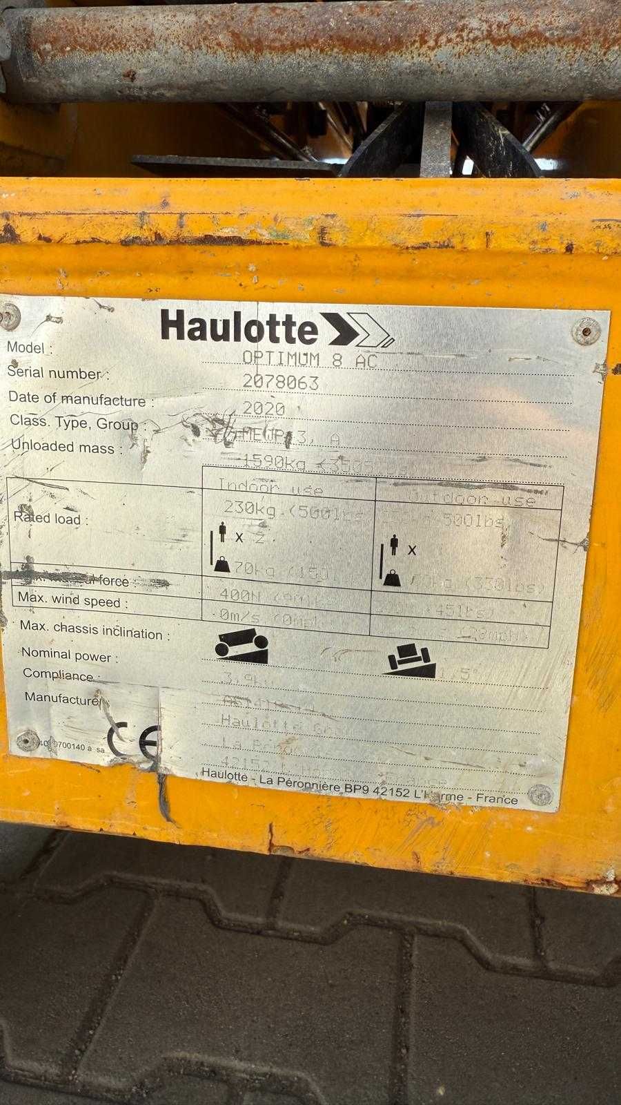 Haulotte Optimum 8 AC / 2020r. / 102mh / UDT / Gwarancja 6 miesięcy
