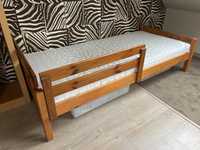 Łóżko drewniane sosnowe 95x207 materac 90x200 z barierką