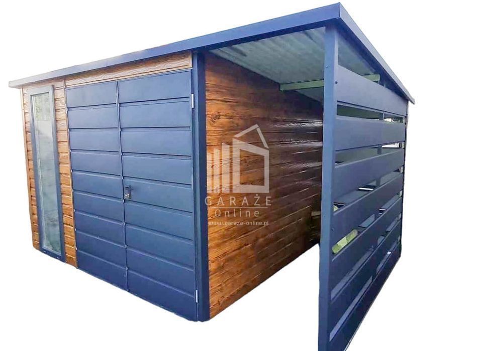 Schowek - Domek Ogrodowy 3X2,5M +Wiata 1M - Brama Okno Dach Id609