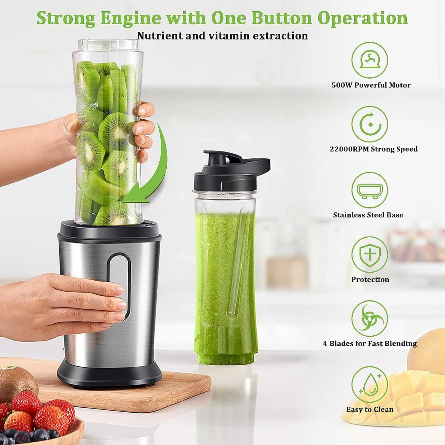 BLENDER Vopixb Mixer, Smoothie Maker, 500W z dwoma kubkami