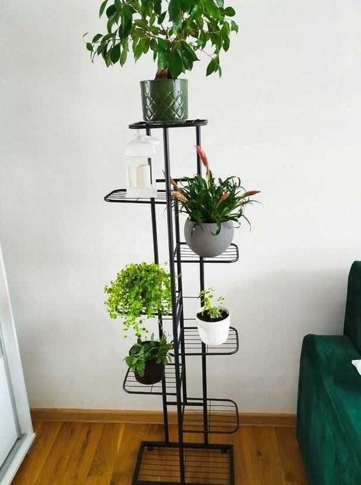 Kwietnik Metalowy Loft 8-poziom Stojak Na Kwiaty Doniczki Metal Czarny