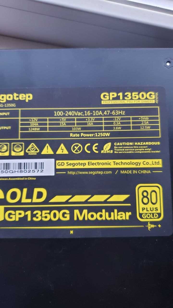 Блок 1350W 80gold + Материнська плата Biostar TB85 6PCIE Celeron 8gb