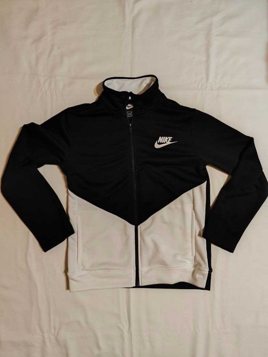 Детская спортивная толстовка Nike зип худи, черно-белая, размер M