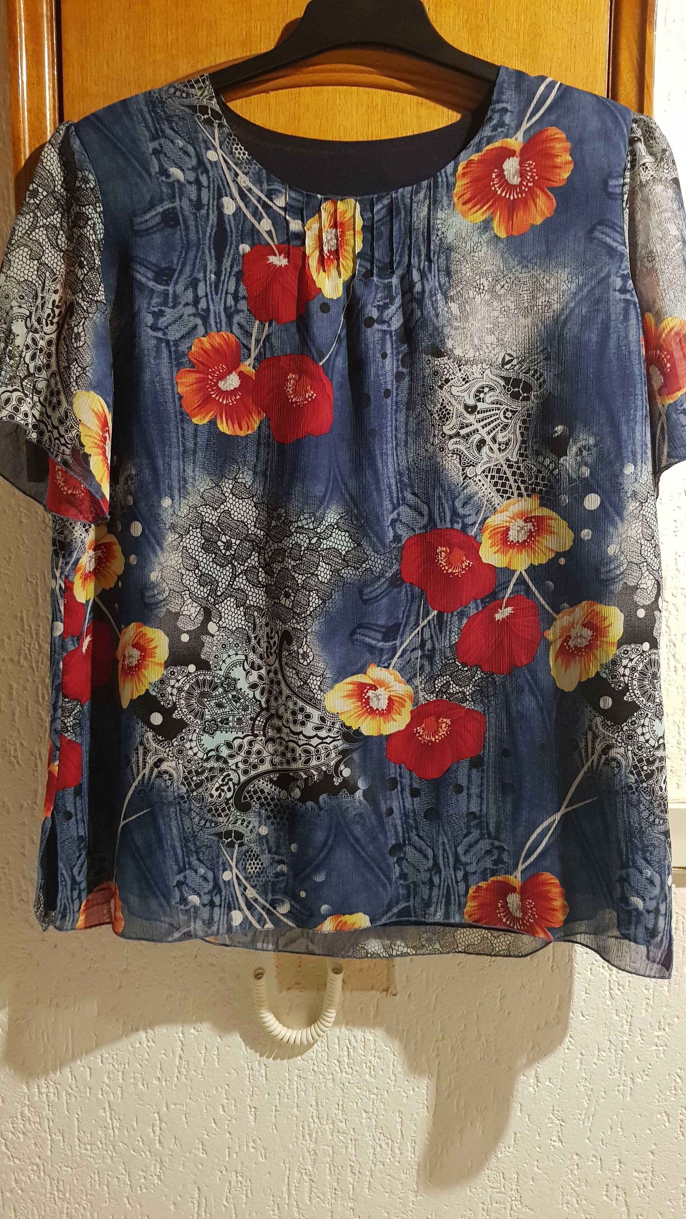 Blusa estampada floral de senhora forrada. Nova