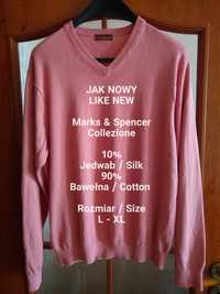 Męski sweter bawełniano-jedwabny, 10% Jedwab, Rozmiar L-XL