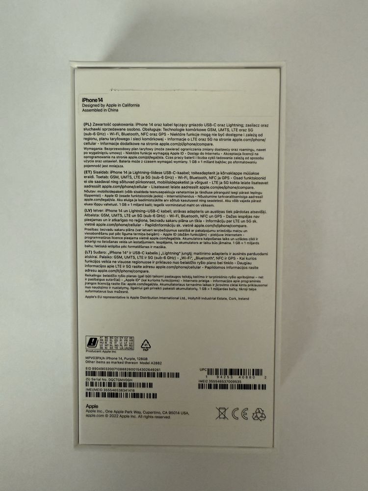 Iphone 14 fioletowy