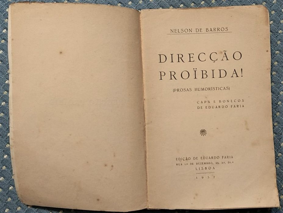 "Direcção Proibida" Nelson de Barros (Prosas Humorísticas) 1937