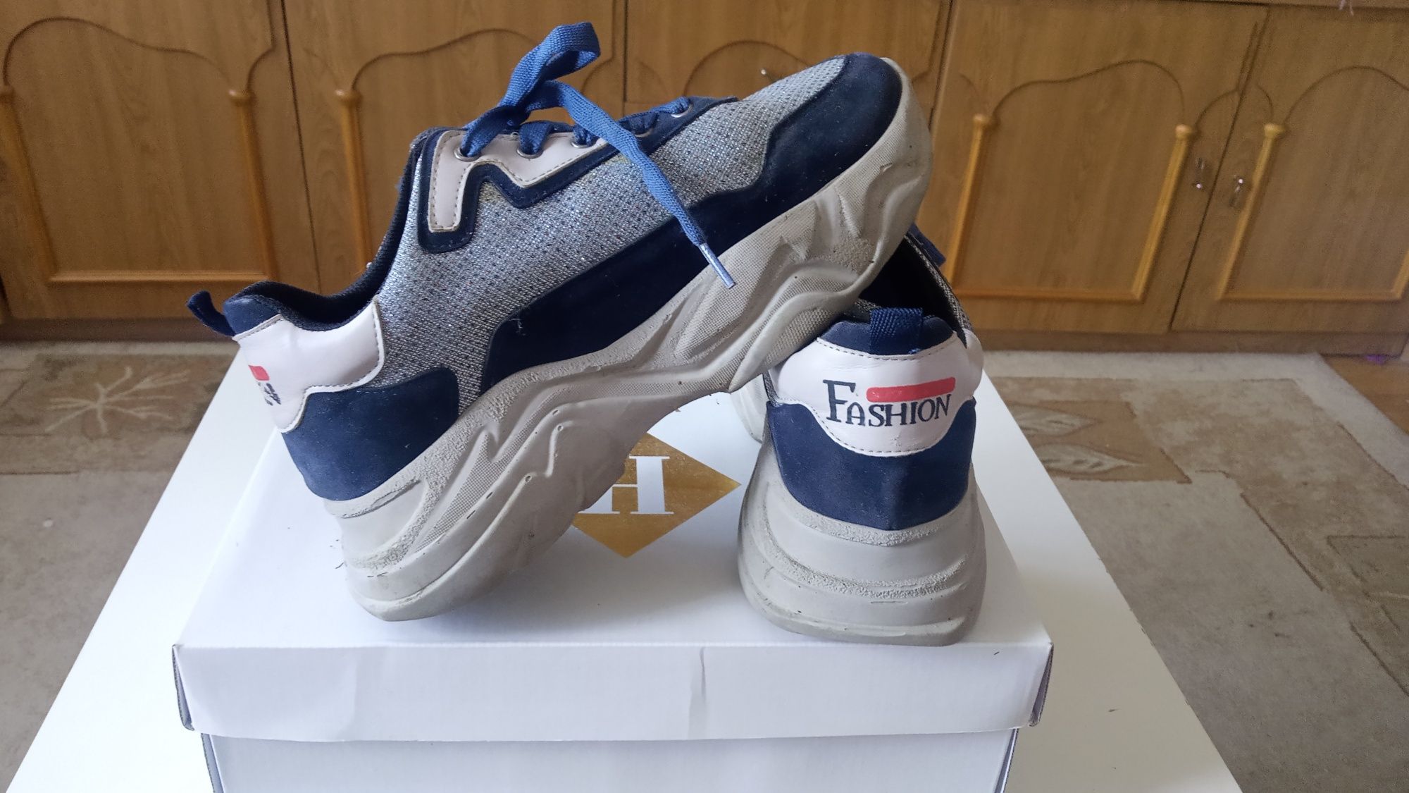 Adidasy r 38 Fashion Han F3 granat/srebro koturna wysoka podeszwa