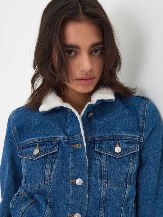 Kurtka jeansowa sherpa damska rozmiar XS 34 Sinsay