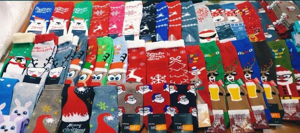 Новорічні носки/шкарпетки/новорічний принт/приколи чоловічі жіночі