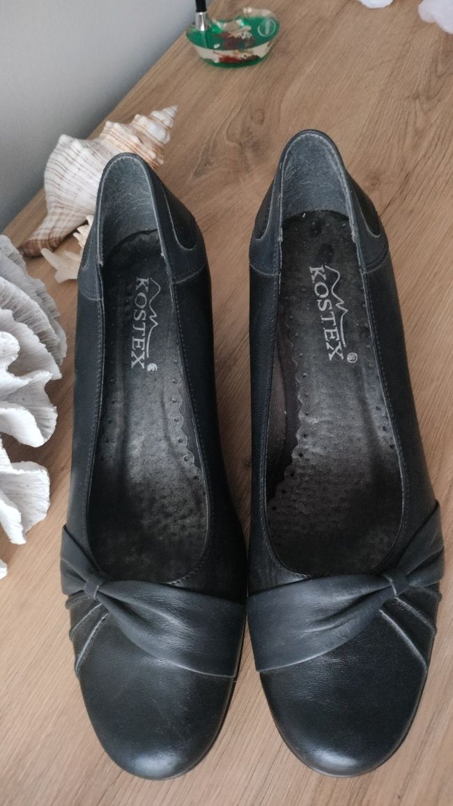 Kostex Buty na obcasie czułenka półbuty 26,5cm skóra