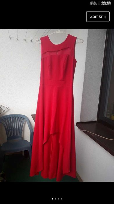 Sukienka asymetryczna malinowa.