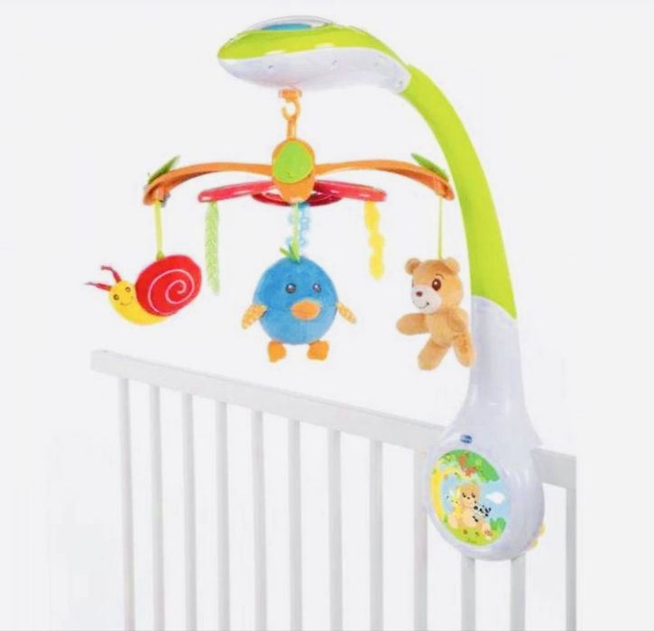 Музичний мобіль-проектор Chicco «Чарівний ліс» із м'якими іграшками!