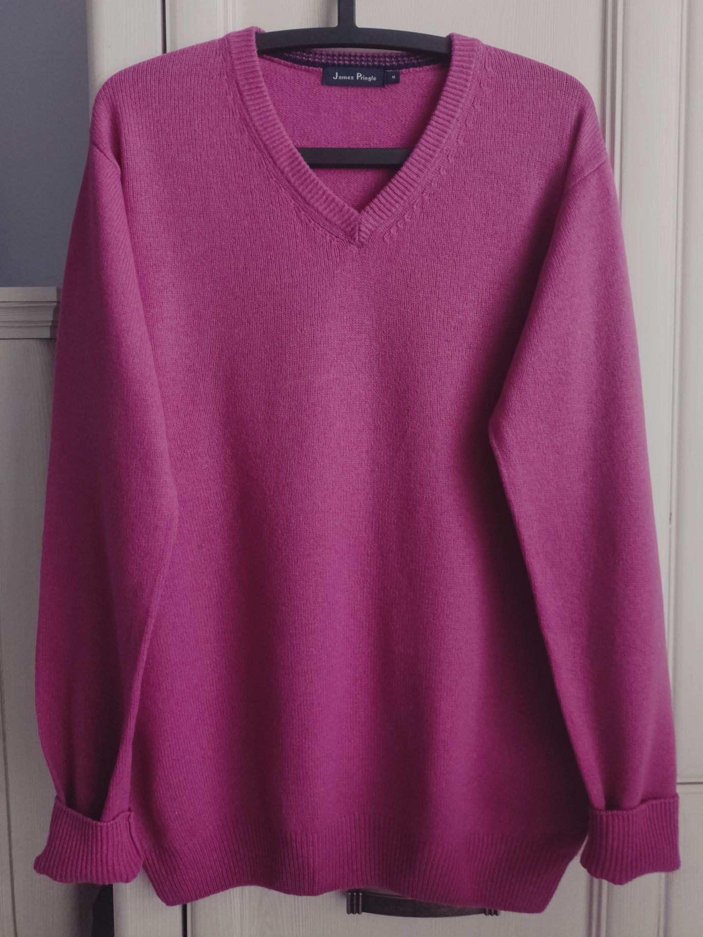 M L XL oversize wełniany sweter fuksja amarant stan idealny tall