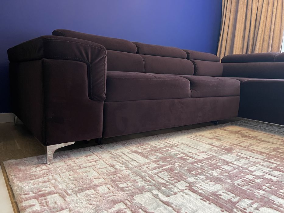 Narożnik kanapa śliwka fiolet ikea Agata spanie pojemnik 2,8 x 2,0m