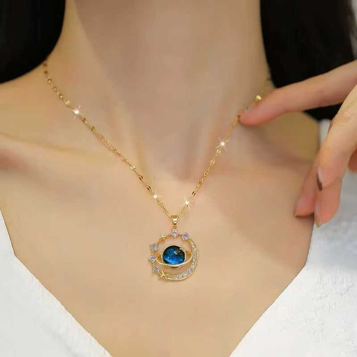 Pozłacany Naszyjnik Niebieska Planeta