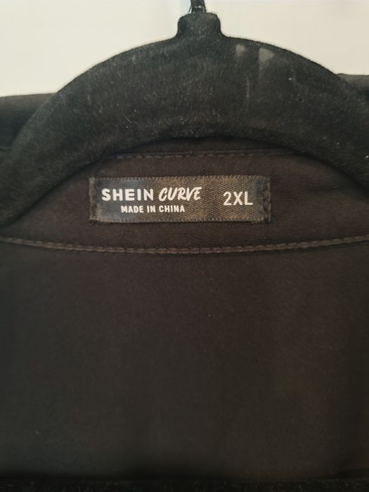 Bluzka koszula elegancka satynowa Shein 2XL czarna że zdobieniem