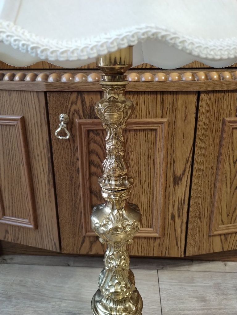 Lampa stojąca mosiężna masywna Vintage