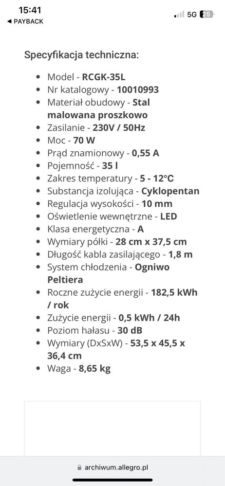 Mała lodówka 35 L stan idealny