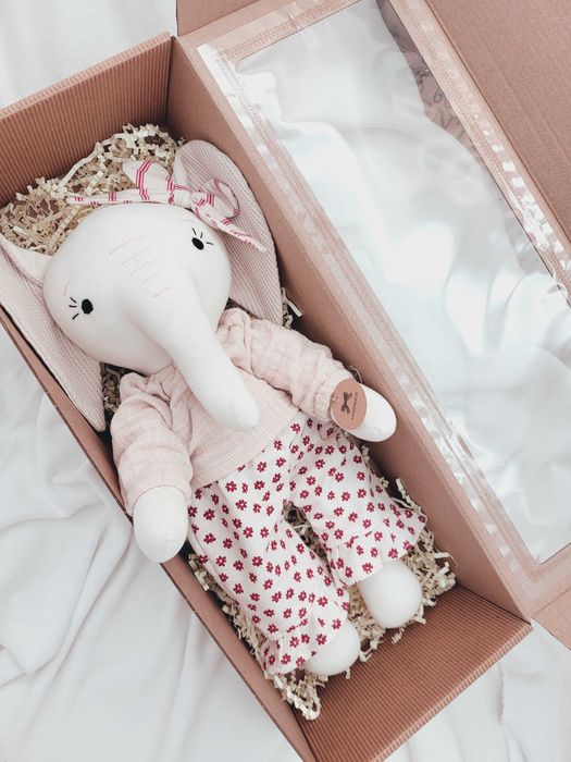 Lalka szyta przytulanka szmacianka Słonik handmade prezent urodziny