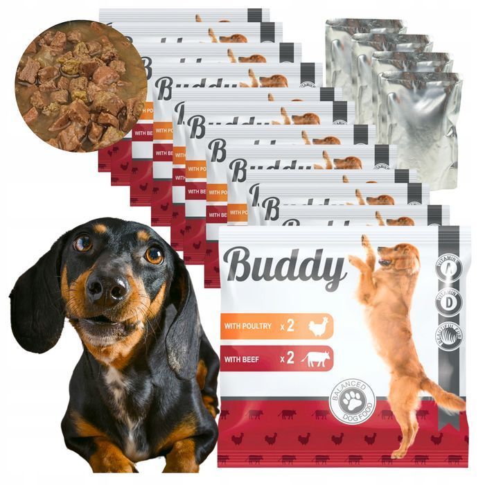 44X100G Karma Mokra Dla Psa Buddy Mix Smaków  Pełnoporcjowa