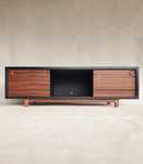 Designerska szafka / komoda RTV z litego drewna. Mid century lowboard