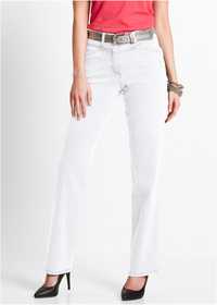 bonprix białe  elastyczne jeansowe spodnie damskie ze stretchem 50 vv