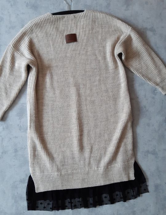 Nowa beżowa ciepła  swetrowa sukienka L XL jesienna zimowa