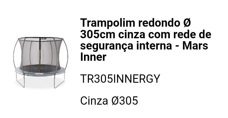 Trampolim 305 cm com rede