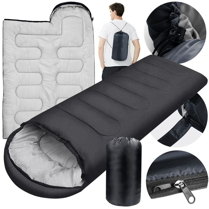 śpiwór mumia turystyczny 2w1 ciepły kołdra kaptur lekki pokrowiec