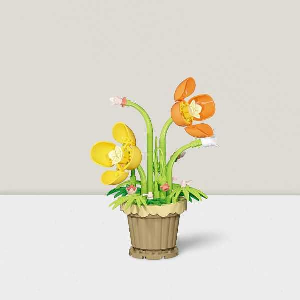 Nowe Klocki Jak Lego Kwiaty Żółte w Doniczce 127 Elementów w Pudełku