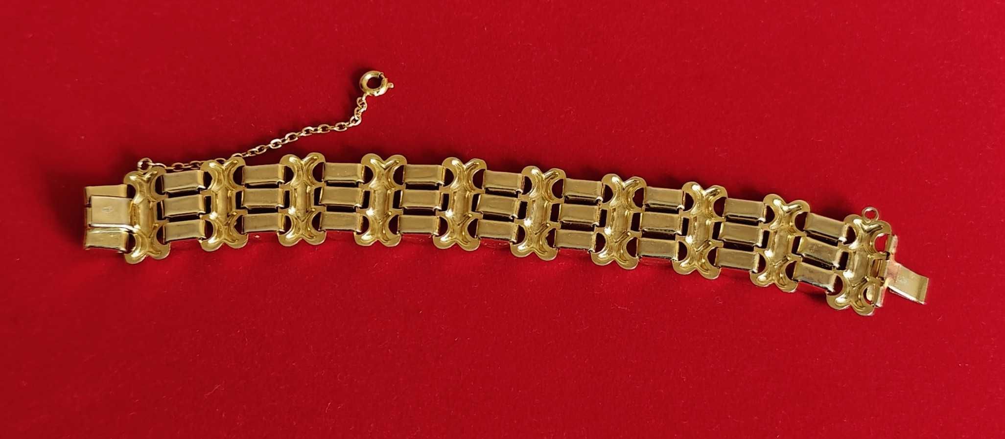 Stara Bransoletka Złoto 14k Filigran Masa Perłowa Styl Art Deco Unikat