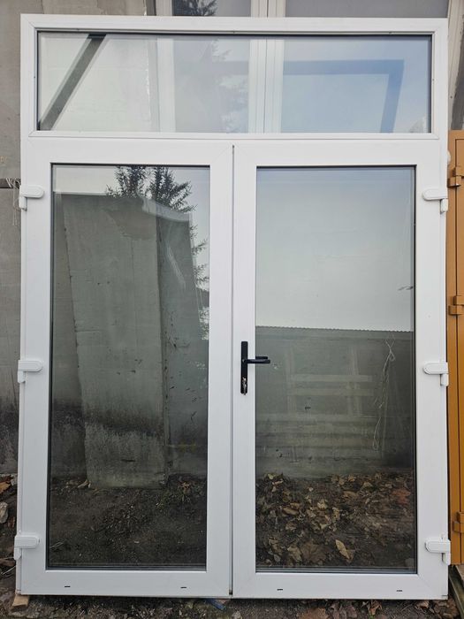 DRZWI/BRAMA Zewnętrzne Plastikowe PCV Dwuskrzydłowe Wejściowe 202x273