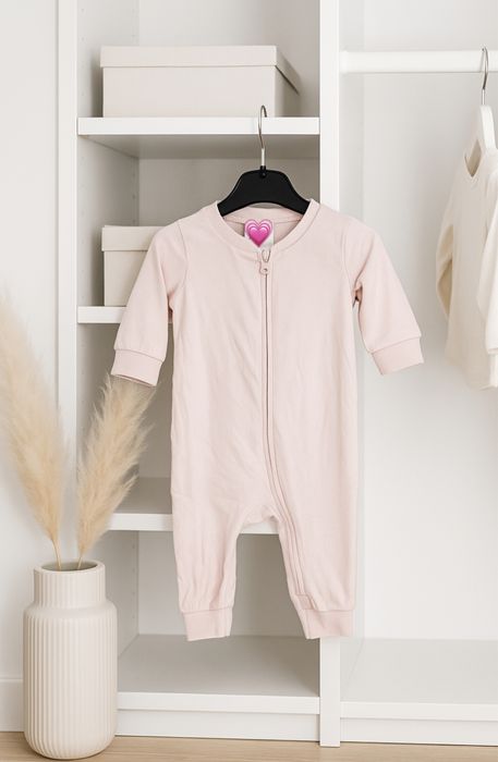 H&M Śpiochy pajacyk piżama zamek pudrowy róż 100% bawełna 62