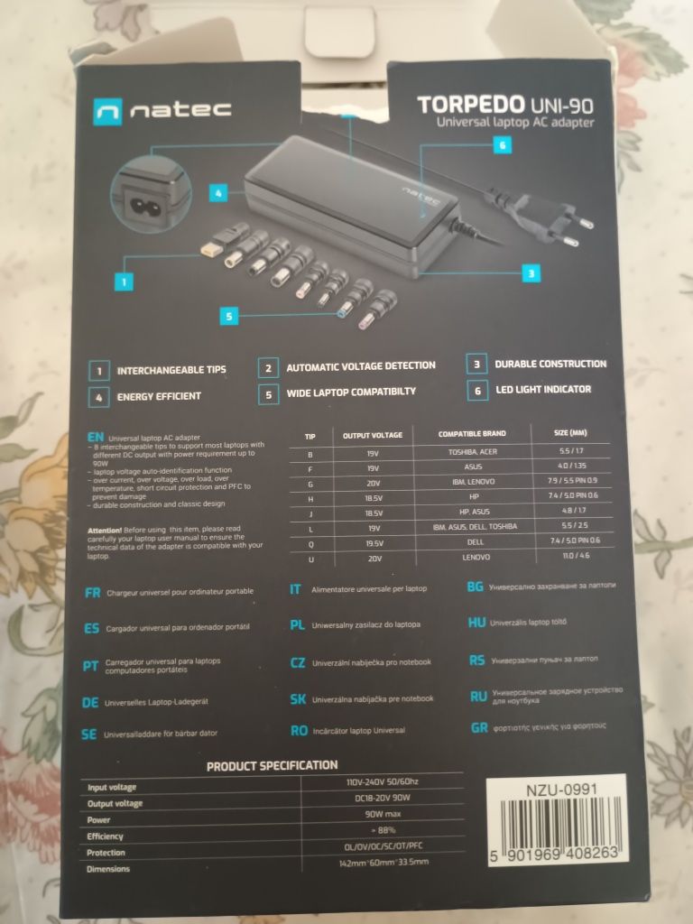 Torpedo uni-90 uniwersalny zasilacz do laptopa
