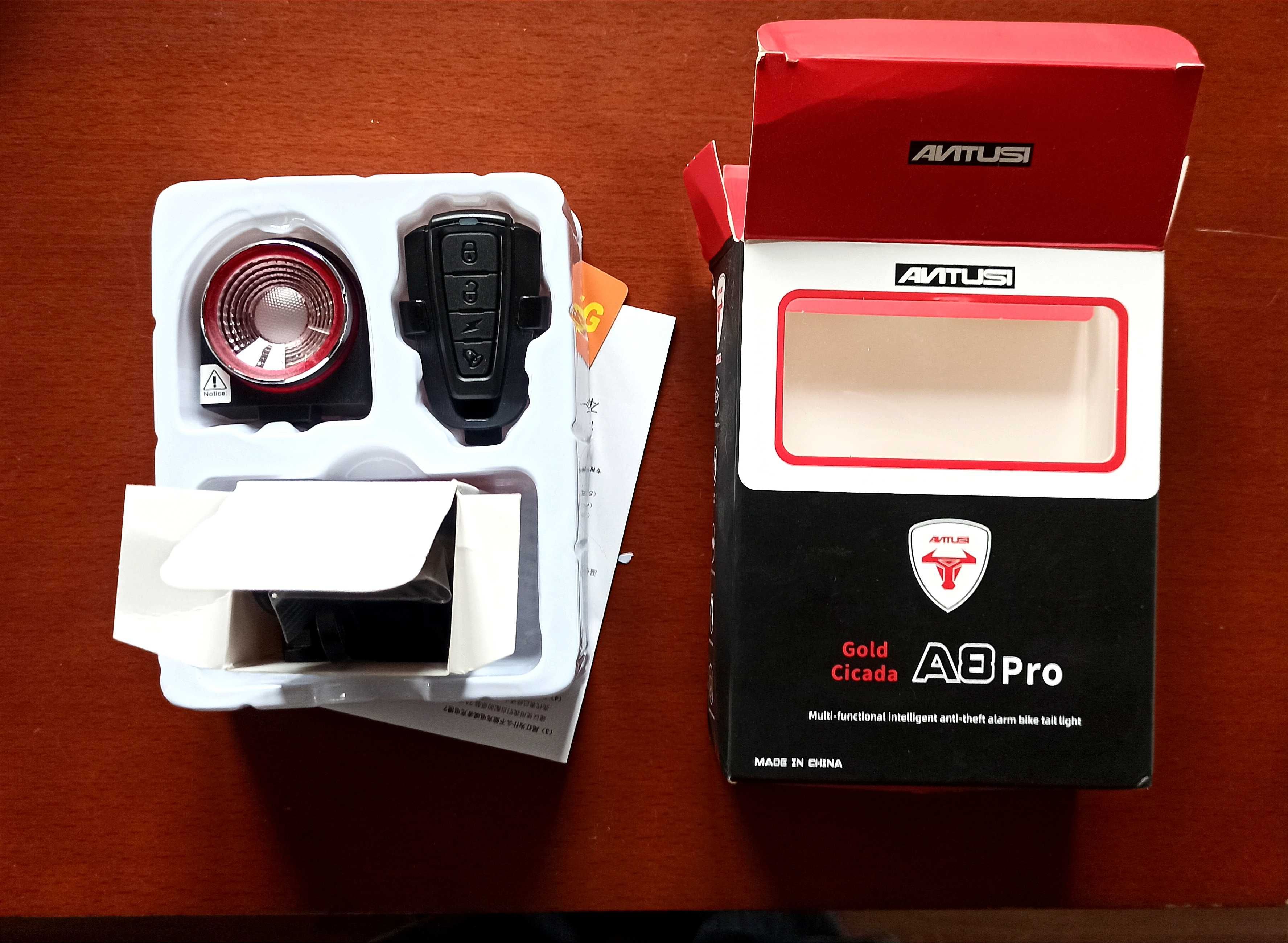 Antusi A8 Pro ALARM lampka stop NOWY rower klakson pilot hamulec