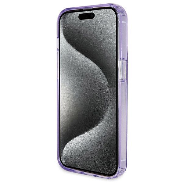 Guess Etui iPhone 14 Pro 6.1" Fioletowy z Pierścieniem i Logo Guess